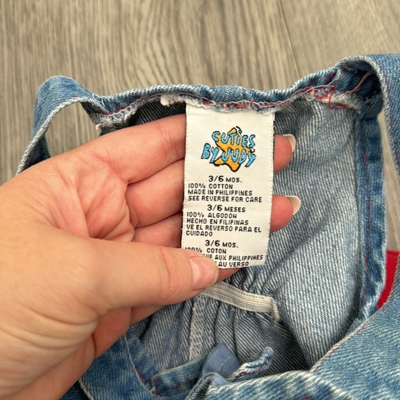 Babies Cuties by Judy Vintage 90's Basketball Dinosaur Denim Overalls Size 3-6M - Picture 7 of 7